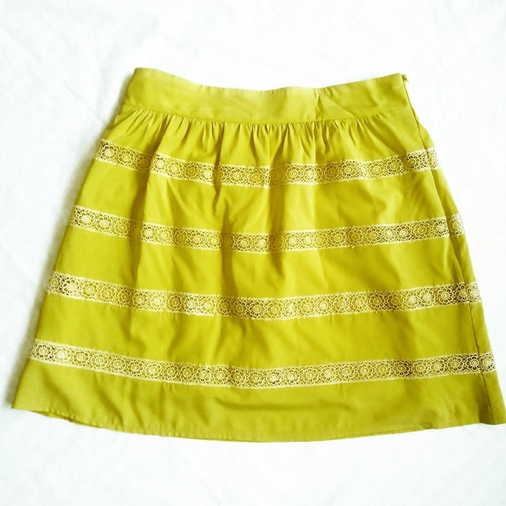 - Annabella yellow striped lace skirt